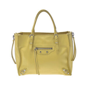 BALENCIAGA The Paper Bag Yellow Calfskin Handbag